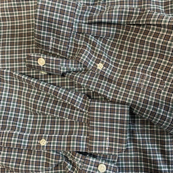 Eddie Bauer plaid maroon/grey wrinklefree buttondown Tall L. - Picture 5 of 10